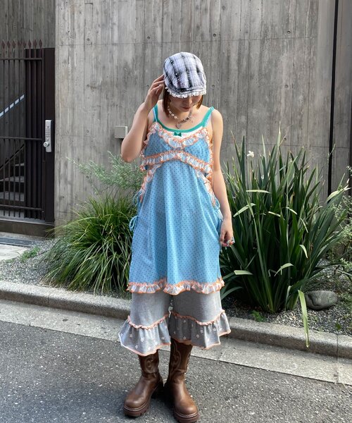 HELLO.SANFRANCISCO(ハローサンフランシスコ)の「【HELLO.SANFRANCISCO/ハローサンフランシスコ】ドット柄レースキャミチュニック(チュニック・レディース・イエロー/ブルー・ONE SIZE)」の8枚目の写真