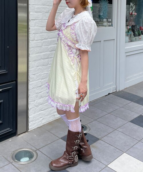 HELLO.SANFRANCISCO(ハローサンフランシスコ)の「【HELLO.SANFRANCISCO/ハローサンフランシスコ】ドット柄レースキャミチュニック(チュニック・レディース・イエロー/ブルー・ONE SIZE)」の15枚目の写真