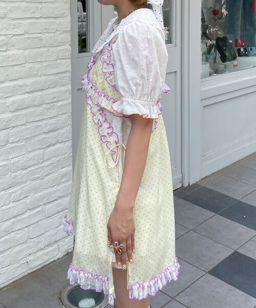 HELLO.SANFRANCISCO(ハローサンフランシスコ)の「【HELLO.SANFRANCISCO/ハローサンフランシスコ】ドット柄レースキャミチュニック(チュニック・レディース・イエロー/ブルー・ONE SIZE)」の18枚目の写真