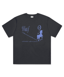 ワットイフユニコーンオーバーサイズ半袖Tシャツチャコール