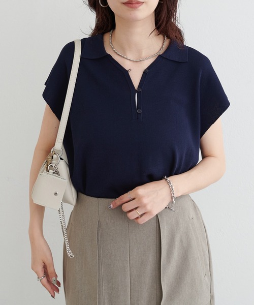 LARUTA（ラルータ）の「【LARUTA】ボタン付きスキッパープルオーバー（ニット/セーター・レディース・オフホワイト/ブラウン/ネイビー・FREE）」の14枚目の写真