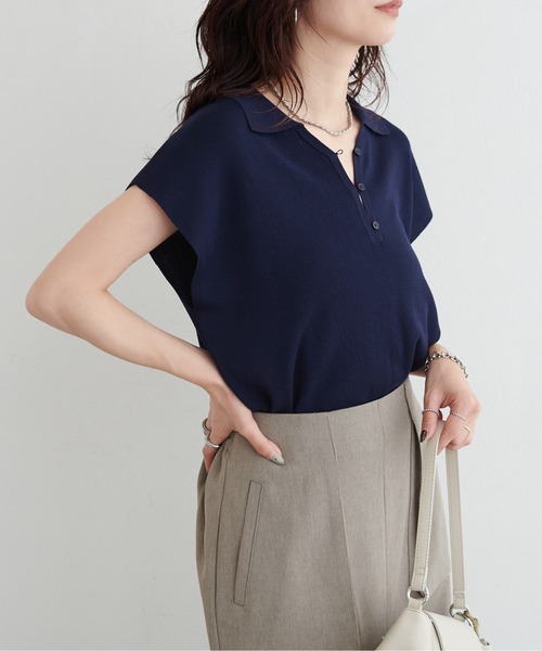 LARUTA（ラルータ）の「【LARUTA】ボタン付きスキッパープルオーバー（ニット/セーター・レディース・オフホワイト/ブラウン/ネイビー・FREE）」の15枚目の写真