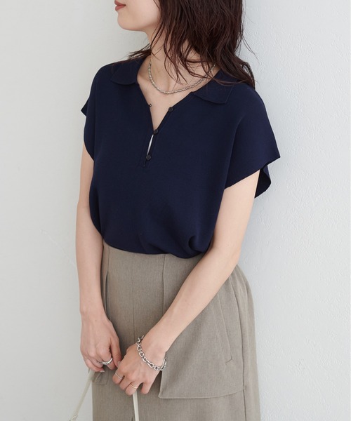 LARUTA（ラルータ）の「【LARUTA】ボタン付きスキッパープルオーバー（ニット/セーター・レディース・オフホワイト/ブラウン/ネイビー・FREE）」の16枚目の写真