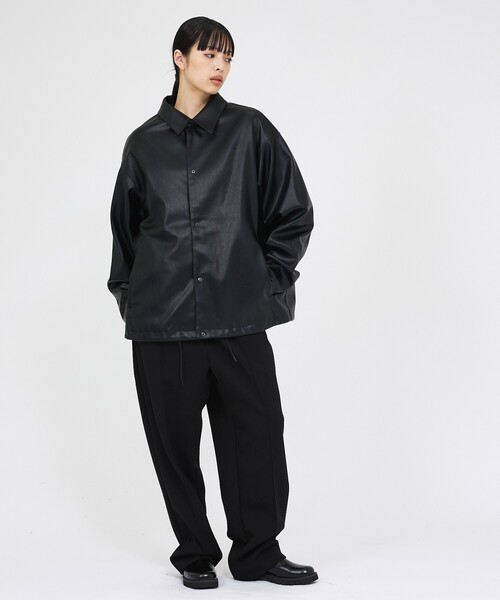 FORTUNA HOMME(フォルトゥナオム)の「【FORTUNA /フォルトゥナ】ECOレザーコーチジャケット / ユニセックス / FHJK-0262(ブルゾン・メンズ・ブラック/ダークブラウン・M/L)」の3枚目の写真