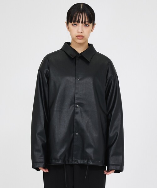 FORTUNA HOMME(フォルトゥナオム)の「【FORTUNA /フォルトゥナ】ECOレザーコーチジャケット / ユニセックス / FHJK-0262(ブルゾン・メンズ・ブラック/ダークブラウン・M/L)」の4枚目の写真