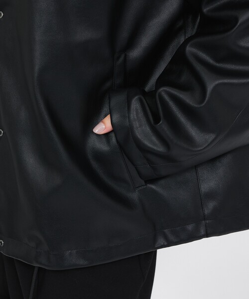FORTUNA HOMME(フォルトゥナオム)の「【FORTUNA /フォルトゥナ】ECOレザーコーチジャケット / ユニセックス / FHJK-0262(ブルゾン・メンズ・ブラック/ダークブラウン・M/L)」の8枚目の写真