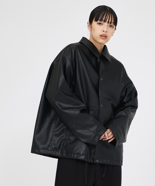 FORTUNA HOMME(フォルトゥナオム)の「【FORTUNA /フォルトゥナ】ECOレザーコーチジャケット / ユニセックス / FHJK-0262(ブルゾン・メンズ・ブラック/ダークブラウン・M/L)」の13枚目の写真