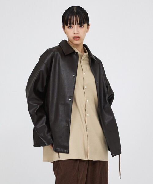 FORTUNA HOMME(フォルトゥナオム)の「【FORTUNA /フォルトゥナ】ECOレザーコーチジャケット / ユニセックス / FHJK-0262(ブルゾン・メンズ・ブラック/ダークブラウン・M/L)」の22枚目の写真