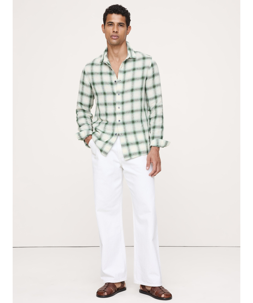 Banana Republic（バナナリパブリック）の「LS ST PLAID LINEN-COTTON SHIRT（シャツ/ブラウス・メンズ・グリーン/ベージュ・S/M/L/XL）」の2枚目の写真