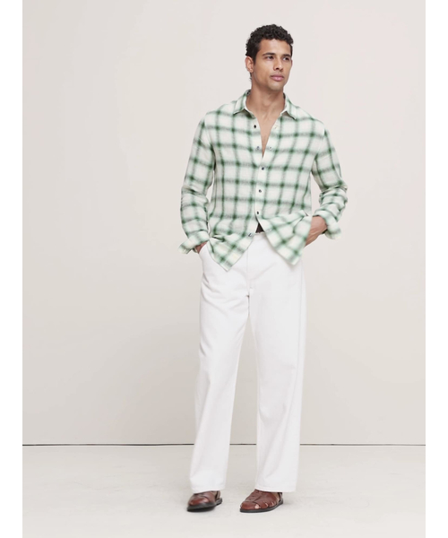 Banana Republic（バナナリパブリック）の「LS ST PLAID LINEN-COTTON SHIRT（シャツ/ブラウス・メンズ・グリーン/ベージュ・S/M/L/XL）」の6枚目の写真