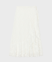 MINCO（ミンシオ）の「Frill Lace Wrap Skirt (Ivory)（スカート）」