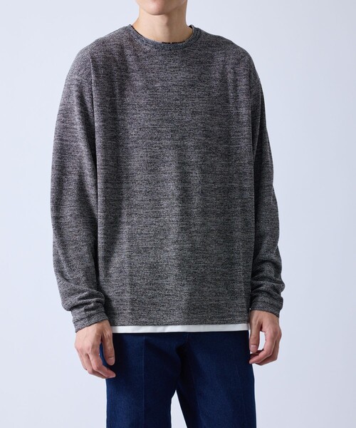 j.n.r.d(ジェー・エヌ・アール・ディー)の「撚り杢鹿の子プルオーバー(Tシャツ/カットソー・メンズ・ネイビー/グレー/ベージュ・S/LL)」の1枚目の写真