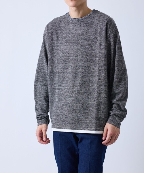 j.n.r.d(ジェー・エヌ・アール・ディー)の「撚り杢鹿の子プルオーバー(Tシャツ/カットソー・メンズ・ネイビー/グレー/ベージュ・S/LL)」の4枚目の写真