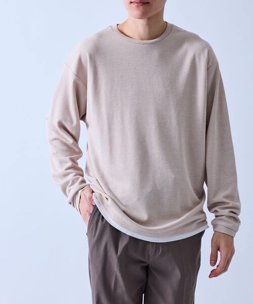 j.n.r.d(ジェー・エヌ・アール・ディー)の「撚り杢鹿の子プルオーバー(Tシャツ/カットソー・メンズ・ネイビー/グレー/ベージュ・S/LL)」の5枚目の写真