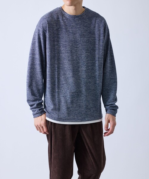 j.n.r.d(ジェー・エヌ・アール・ディー)の「撚り杢鹿の子プルオーバー(Tシャツ/カットソー・メンズ・ネイビー/グレー/ベージュ・S/LL)」の6枚目の写真