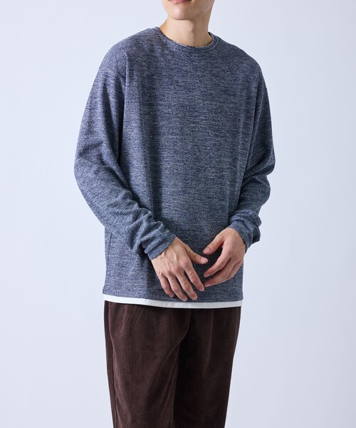 j.n.r.d(ジェー・エヌ・アール・ディー)の「撚り杢鹿の子プルオーバー(Tシャツ/カットソー・メンズ・ネイビー/グレー/ベージュ・S/LL)」の7枚目の写真