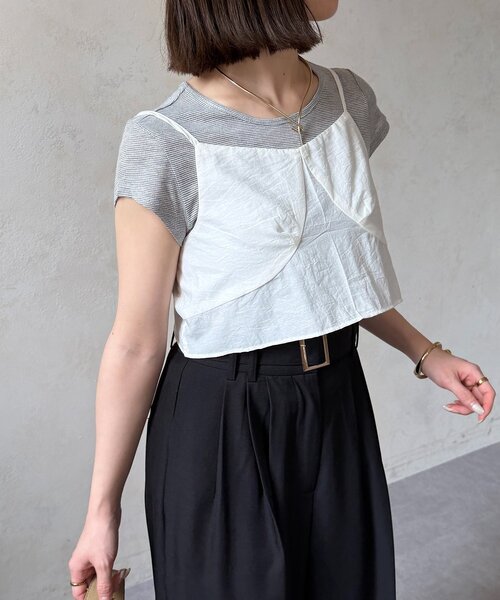 Thevon(ゼボン)の「リボンビスチェ付きボーダーTシャツ(Tシャツ/カットソー・レディース・ブラック/グレー・FREE)」の17枚目の写真