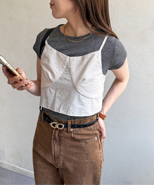 Thevon(ゼボン)の「リボンビスチェ付きボーダーTシャツ(Tシャツ/カットソー・レディース・ブラック/グレー・FREE)」の2枚目の写真