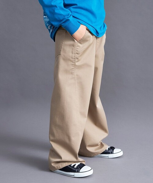 BRANSHES(ブランシェス)の「【WEB限定/DRC】ストレッチツイルワイドストレートパンツ(その他パンツ・キッズ・ベージュ/チャコールグレー/カーキ・110/120/130/150/100/160/140)」の5枚目の写真