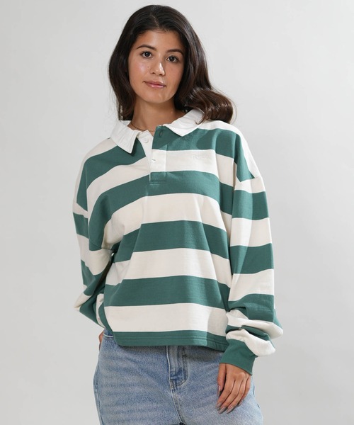 RVCA(ルーカ)の「RVCA/ルーカ ラガーシャツ BG044006(Tシャツ/カットソー・レディース・レッド/ブラウン/グリーン・M)」の3枚目の写真