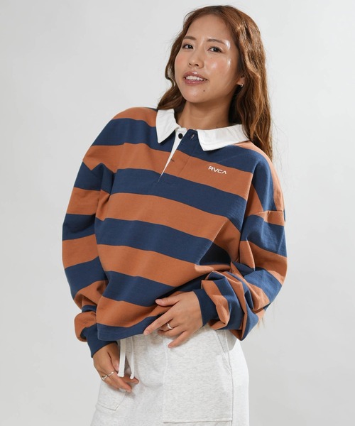 RVCA(ルーカ)の「RVCA/ルーカ ラガーシャツ BG044006(Tシャツ/カットソー・レディース・レッド/ブラウン/グリーン・M)」の18枚目の写真