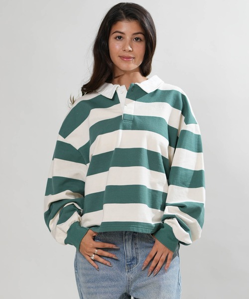 RVCA(ルーカ)の「RVCA/ルーカ ラガーシャツ BG044006(Tシャツ/カットソー・レディース・レッド/ブラウン/グリーン・M)」の13枚目の写真
