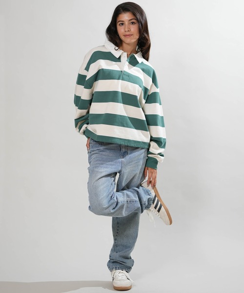 RVCA(ルーカ)の「RVCA/ルーカ ラガーシャツ BG044006(Tシャツ/カットソー・レディース・レッド/ブラウン/グリーン・M)」の11枚目の写真