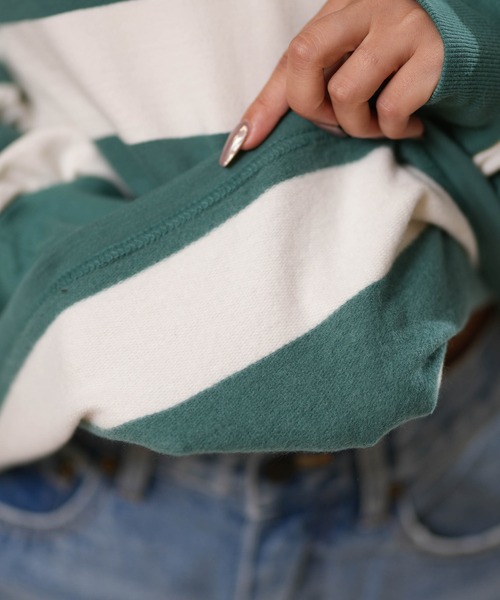RVCA(ルーカ)の「RVCA/ルーカ ラガーシャツ BG044006(Tシャツ/カットソー・レディース・レッド/ブラウン/グリーン・M)」の8枚目の写真