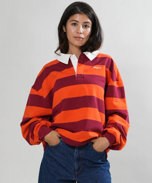 RVCA(ルーカ)の「RVCA/ルーカ ラガーシャツ BG044006(Tシャツ/カットソー・レディース・レッド/ブラウン/グリーン・M)」の7枚目の写真