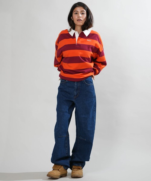 RVCA(ルーカ)の「RVCA/ルーカ ラガーシャツ BG044006(Tシャツ/カットソー・レディース・レッド/ブラウン/グリーン・M)」の5枚目の写真