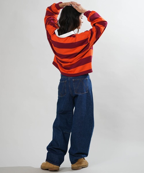 RVCA(ルーカ)の「RVCA/ルーカ ラガーシャツ BG044006(Tシャツ/カットソー・レディース・レッド/ブラウン/グリーン・M)」の4枚目の写真