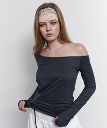 Marcia Unbal Drape Long Sleeve Top (Black)