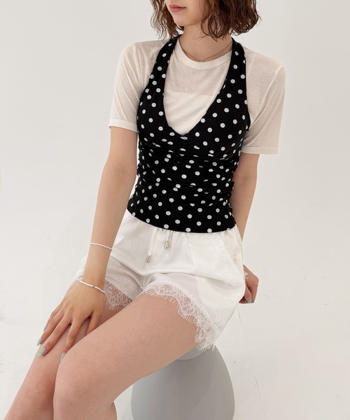 frunco(フランコ)の「ドットホルターネックトップス(Tシャツ/カットソー・レディース・ホワイト/ブラック・FREE)」の19枚目の写真
