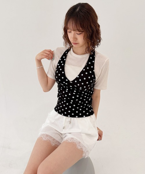 frunco(フランコ)の「ドットホルターネックトップス(Tシャツ/カットソー・レディース・ホワイト/ブラック・FREE)」の18枚目の写真