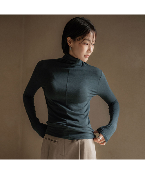 MEMUA(メムア)の「フレックスライニングテンセルポロTシャツ(ホワイト)(Tシャツ/カットソー・レディース・ホワイト/ベージュ/ダークグリーン・FREE)」の3枚目の写真