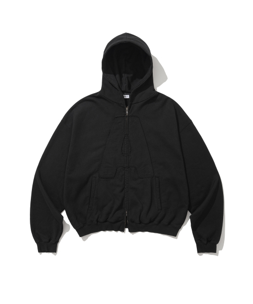 ANGLAN(アングラン)の「Big Applique Hood Zip-Up - Black(パーカー・メンズ・その他・2/1)」の1枚目の写真