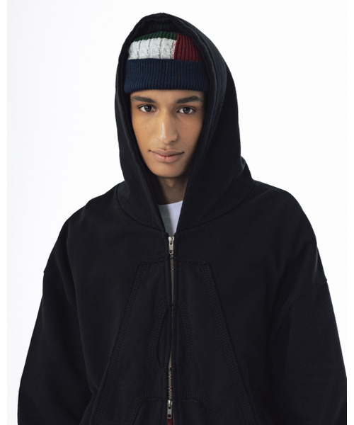 ANGLAN(アングラン)の「Big Applique Hood Zip-Up - Black(パーカー・メンズ・その他・2/1)」の5枚目の写真