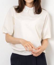 【セレモニーにも最適上品ニット】レース衿が品の良い可愛らしさを演出