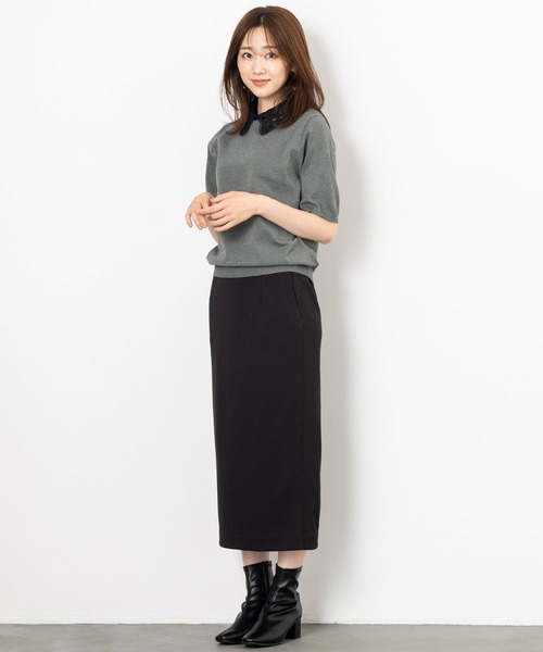MAISONCOMFY (メゾンコンフィ)の「【セレモニーにも最適上品ニット】レース衿が品の良い可愛らしさを演出(ニット/セーター・レディース・ブラウン/グレー/アイボリー・FREE)」の5枚目の写真