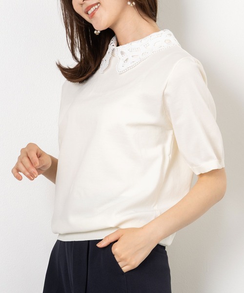 MAISONCOMFY (メゾンコンフィ)の「【セレモニーにも最適上品ニット】レース衿が品の良い可愛らしさを演出(ニット/セーター・レディース・ブラウン/グレー/アイボリー・FREE)」の8枚目の写真