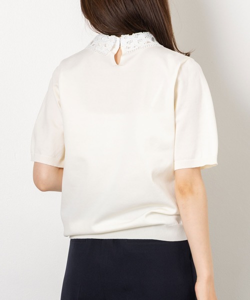 MAISONCOMFY (メゾンコンフィ)の「【セレモニーにも最適上品ニット】レース衿が品の良い可愛らしさを演出(ニット/セーター・レディース・ブラウン/グレー/アイボリー・FREE)」の9枚目の写真