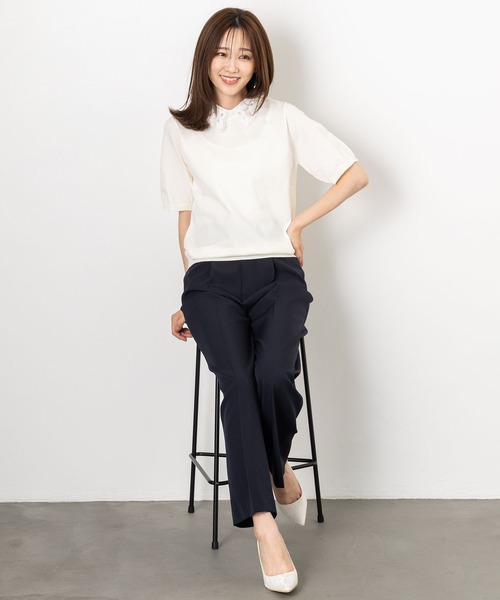 MAISONCOMFY (メゾンコンフィ)の「【セレモニーにも最適上品ニット】レース衿が品の良い可愛らしさを演出(ニット/セーター・レディース・ブラウン/グレー/アイボリー・FREE)」の10枚目の写真