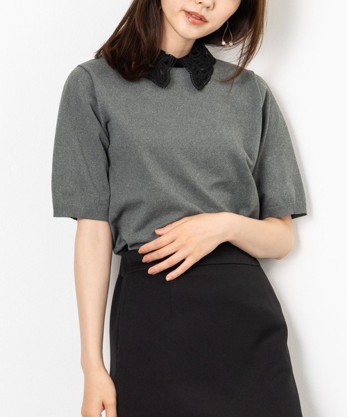 MAISONCOMFY (メゾンコンフィ)の「【セレモニーにも最適上品ニット】レース衿が品の良い可愛らしさを演出(ニット/セーター・レディース・ブラウン/グレー/アイボリー・FREE)」の20枚目の写真