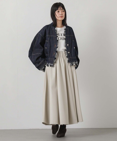 Gready Brilliant(グレディブリリアン)の「ツィードコンビデニムジャケット(デニムジャケット・レディース・インディゴブルー・FREE)」の2枚目の写真
