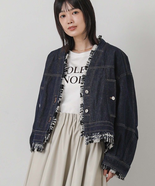 Gready Brilliant(グレディブリリアン)の「ツィードコンビデニムジャケット(デニムジャケット・レディース・インディゴブルー・FREE)」の8枚目の写真