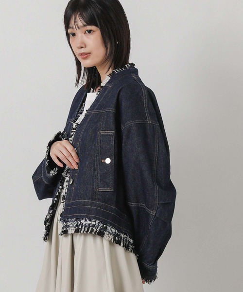 Gready Brilliant(グレディブリリアン)の「ツィードコンビデニムジャケット(デニムジャケット・レディース・インディゴブルー・FREE)」の11枚目の写真