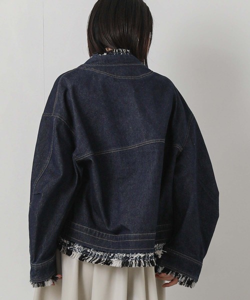Gready Brilliant(グレディブリリアン)の「ツィードコンビデニムジャケット(デニムジャケット・レディース・インディゴブルー・FREE)」の12枚目の写真