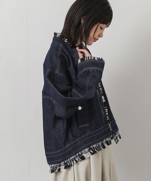 Gready Brilliant(グレディブリリアン)の「ツィードコンビデニムジャケット(デニムジャケット・レディース・インディゴブルー・FREE)」の13枚目の写真