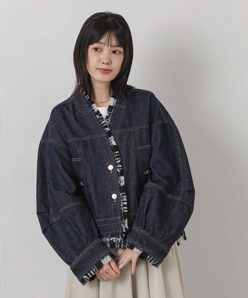 Gready Brilliant(グレディブリリアン)の「ツィードコンビデニムジャケット(デニムジャケット・レディース・インディゴブルー・FREE)」の15枚目の写真