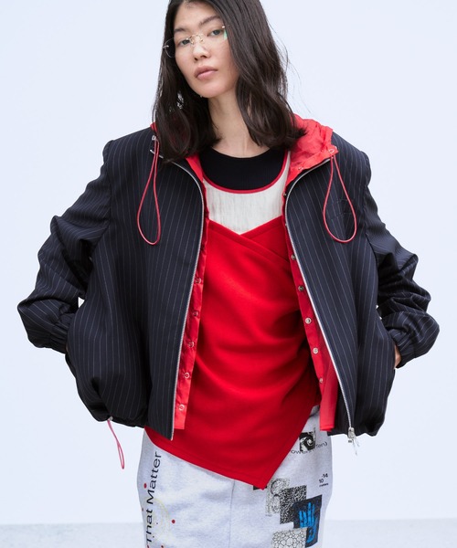THINGS THAT MATTER（シングス ザット マター）の「HOOD LAYERED BLOUSON / フードレイヤードブルゾン（ブルゾン・レディース・グレー/ネイビー・FREE）」の15枚目の写真